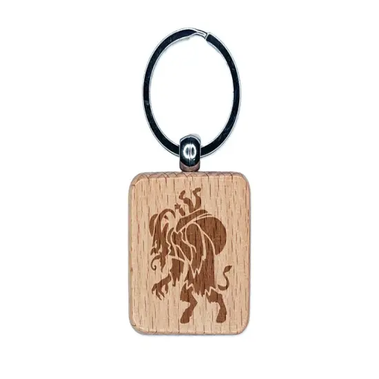 Krampus Christmas Monster Demon Devil Engraved Wood Square Keychain Tag Charm {1}