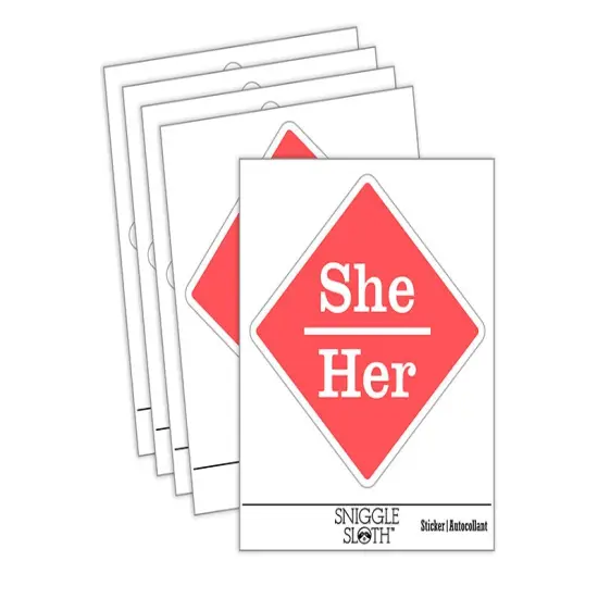 Pronouns She Her Waterproof Vinyl Phone Tablet Laptop Water Bottle Sticker Set - 5 Pack {2}