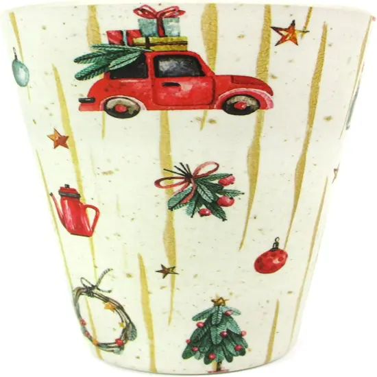 TINYMILLS Christmas Tree Red Vintage Truck Holiday 14oz Travel Mug - Eco-Friendly Reusable Plant Fiber Travel Mug {2}