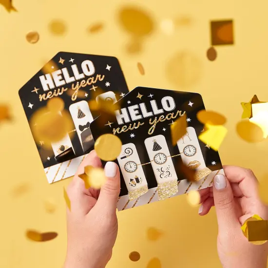 Big Dot of Happiness Hello New Year - NYE Party Game Pickle Cards - Pull Tabs 3-in-a-Row - Set of 12 {3}