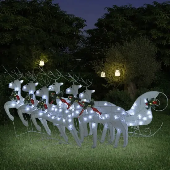 Reindeer & Sleigh Christmas Decoration 140 LEDs Outdoor White {4}