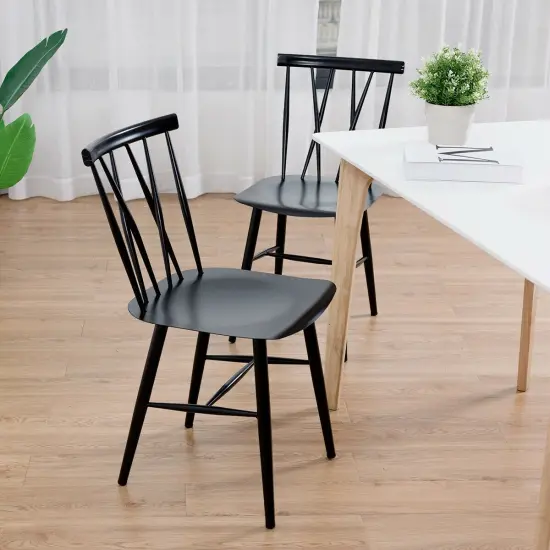 Set of 2 Armless Cross Back Kitchen Dining Side Chairs {3}