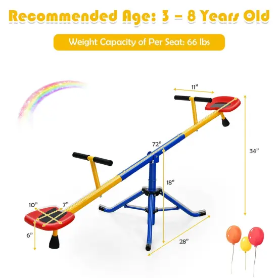 360&deg;Rotation Kids Seesaw Swivel Teeter Totter Playground Equipment {4}