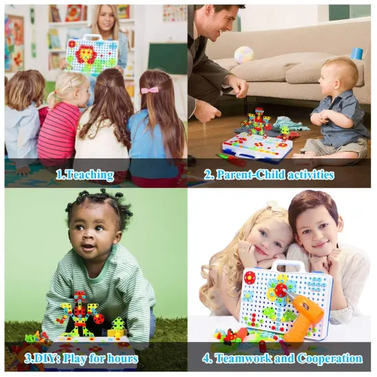 Toys for 3 4 5 6 year old,Design and Drill Toy for Kid,Construction Games with Toy Drill,Creative Engineering Building Kits,Kid Tool Set for Toddler Preschool,Educational Toys for Boy and Girl {4}