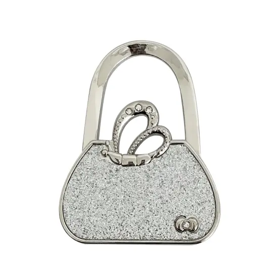 Wrapables Stylish Purse Hook Hanger, Foldable Handbag Table Hanger, Silver Handbag {1}