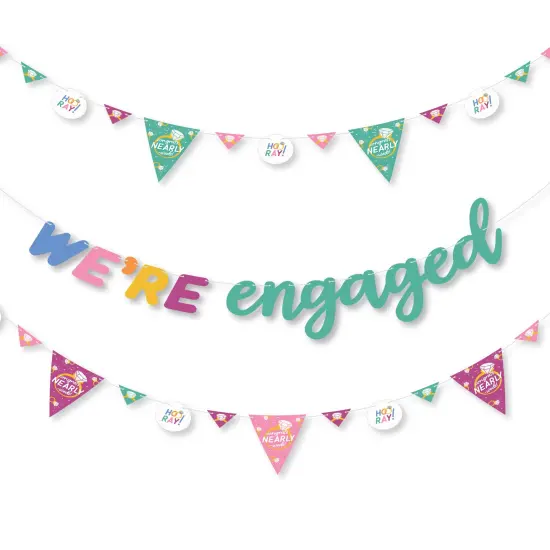 Big Dot of Happiness Just Engaged - Colorful - Engagement Party Letter Banner Decoration - 36 Banner Cutouts and We're Engaged Banner Letters {1}