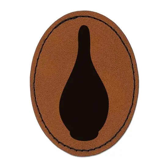 Chianti Wine Bottle Solid Round Iron-On Engraved Faux Leather Patch Applique - 2.5" Brown {1}
