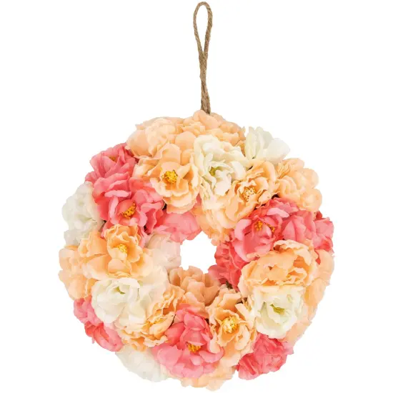 Northlight Artificial Peony Spring Floral Wreath - 8" - Pink and White {1}