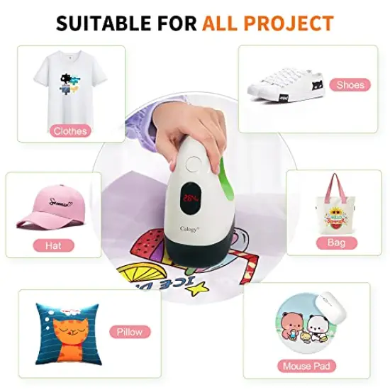 Mini Heat Press, Heat Transfer Machine, Constant Temp Control, Insulated Safety Base, Fits for Crafts, T-Shirt, Hat, Cap, Pillows (White Green) {3}