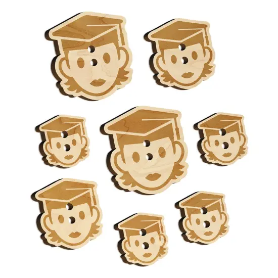 Occupation Student Graduate Cap Graduation Woman Icon Wood Buttons for Sewing Knitting Crochet DIY Craft {7}