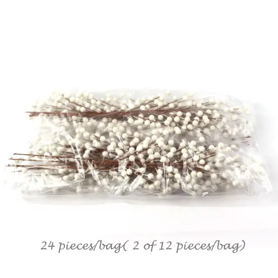 24-Pack White Holly Berry Stems with 35 Lifelike Berries | 17-Inch | Festive Holiday Decor | Trees, Wreaths, & Garlands | Christmas Picks | Home & Office Decor, Floral Home by Artificial Flowers {4}