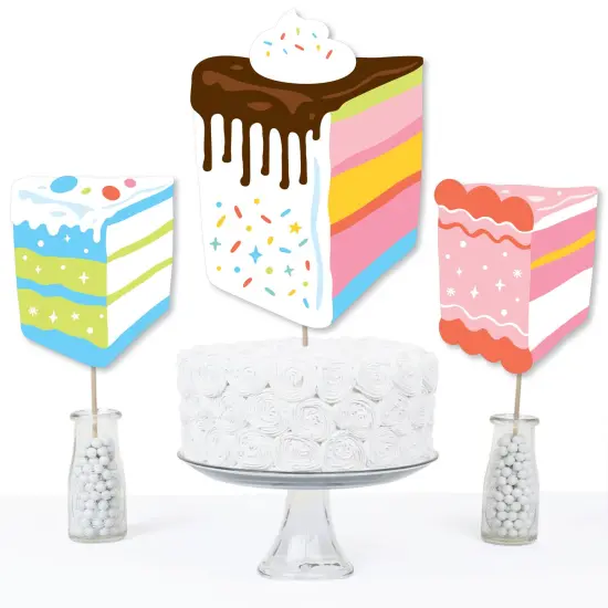 Big Dot of Happiness Cake Time - Happy Birthday Party Centerpiece Sticks - Table Toppers - Set of 15 {6}