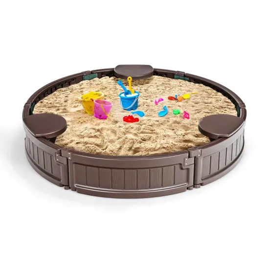 Sandbox with Built-in Corner Seat and Cover Ideal Gift for Kids {1}