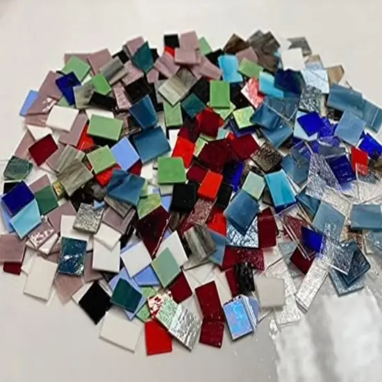 Mosaic Glass Stained Glass Scrap Pieces Sheets, Glass Mosaic Tiles for Crafts. Assorted Colors and Textures (1.5LB) {2}