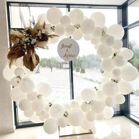 100 Pieces Bezente White Balloons Latex Party Balloons, 12 inch Round Helium Balloons for White Themed Wedding Graduation Birthday Party Backdrop Decorations {2}