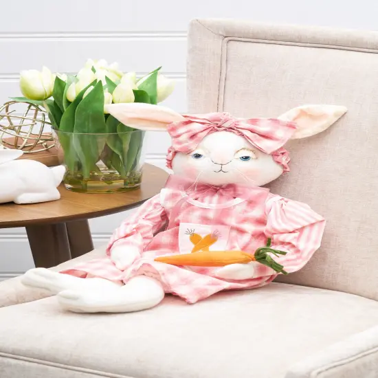 Ally Bunny Easter Plaid Dress Gathered Traditions Joe Spencer Soft Figure Figurine w/ Carrot {6}