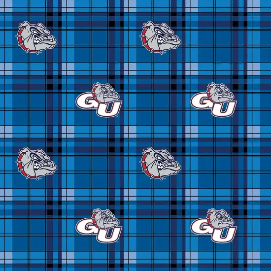 Sykel Enterprises-Gonzaga University Fleece Fabric-Gonzaga Bulldogs Plaid Fleece Blanket Fabric-Sold by the yard {1}