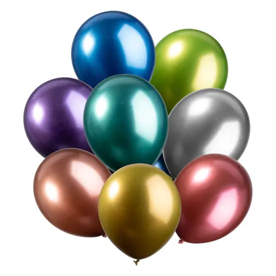 12 Inch Metallic Balloons Metal Chrome Shiny Latex Balloon Multicolor {3}