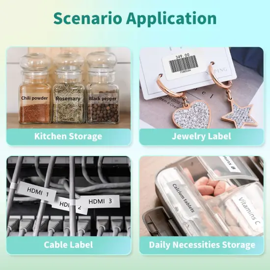 D30 Label Maker Machine with Tape, Portable Bluetooth Printer, Small Smart Phone Handheld Sticker Mini Labeler Multiple Templates Font Icon Easy to Use Inkless Rechargeable F Office Home {5}