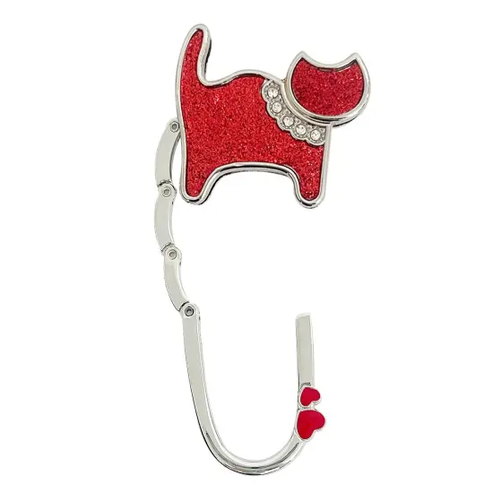 Wrapables Stylish Purse Hook Hanger, Foldable Handbag Table Hanger, Red Cat {2}