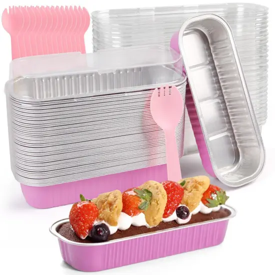 Aluminum Foil Mini Loaf Pans With Lids 50 Packs Baking Cups {3}