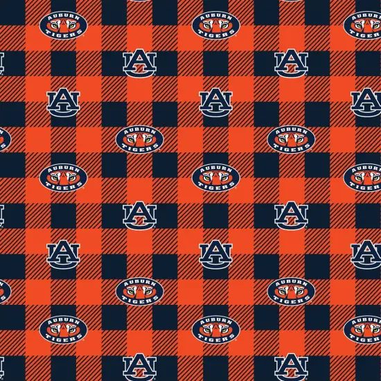 Sykel Enterprises-Auburn University Fleece Fabric-Auburn Tigers Buffalo Plaid Fleece Blanket Fabric-Sold by the yard {1}