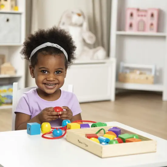 Primary Lacing Beads - Educational Toy With 30 Wooden Beads and 2 Laces - Beads For Toddlers, Fine Motor Skills Lacing Toys For Toddlers And Kids Ages 3+, 8inx8inx2in, Multi {3}