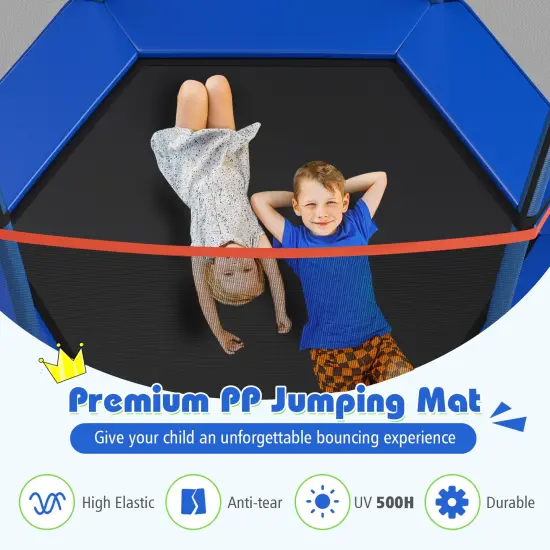 Mini Trampoline for Kids with Safety Net Foam Poles Steel Frame Bounce Jumper for Indoor Outdoor Blue Green Orange {4}