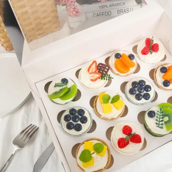 6 Pieces Cupcake Containers with Window, Pink Cupcake Holder with Insert Cupcake Box 12 Count Holding 72 Cupcakes for Valentine's Day Birthday Party Bakery Supplies {5}