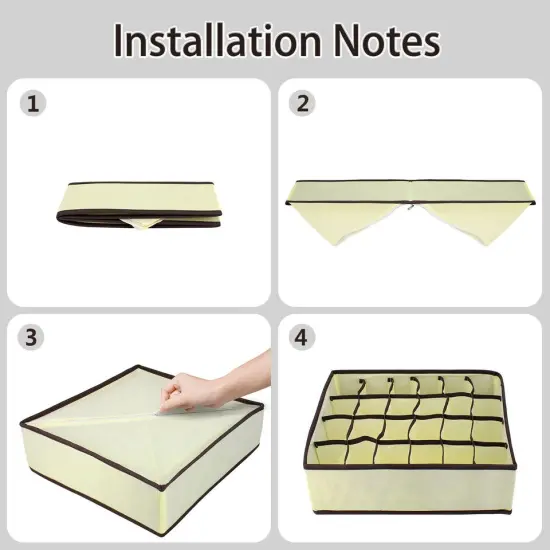 4 Pcs Underwear Organizer Foldable Closet Cabinet Drawer . Beige {9}