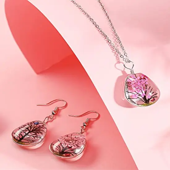 36 Pieces Lacework Transparent Resin Beads Necklace Pendant Mixed Colors Dried Flower Tree Resin Bead Pendant Charm Beads Bracelet Making Kit for Girls DIY Jewelry Crafts (Drop Shape, Oval Shape) {5}