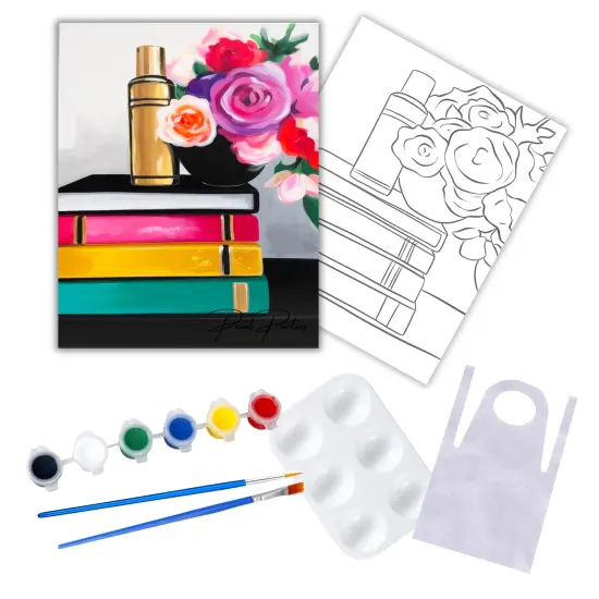 "Classy Essentials" DIY Canvas Art Kit, Adult Beginner, Acrylic Paint Size 11x14 inch {1}