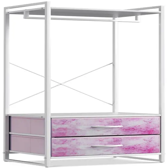 Sorbus Clothing Rack with Drawers - Clothes Stand Dresser - Wood Top, Steel Frame, & Fabric Drawers - Tall Closet Storage Organizer - Garment Rack for Hanging Shirts, Dresses, & Jackets Tie dye pink {1}