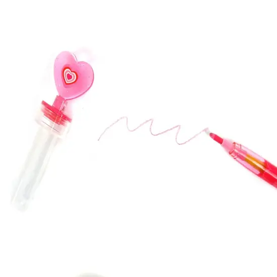 TINYMILLS 24 Pcs Valentine's Day 2 in 1 Stackable Stacking Crayon with Extra Stamper Topper, Valentine's Day Party Favors, Goodie Bag Stuffers, Valentine's Day Classroom Exchange {4}