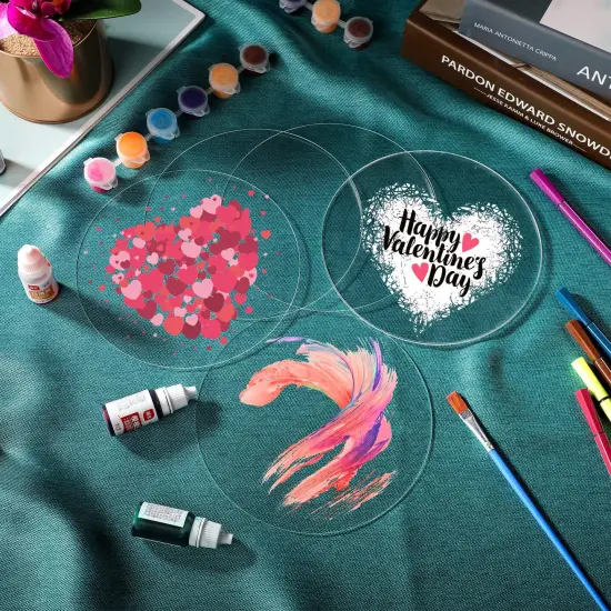 30 Pieces Acrylic Disc Clear Acrylic Circle Blanks Round Acrylic Sheets Transparent Acrylic Ornaments Blanks Round Acrylic Disk for Halloween Christmas Thanksgiving Day DIY Projects Crafts (3.5 Inch) {3}