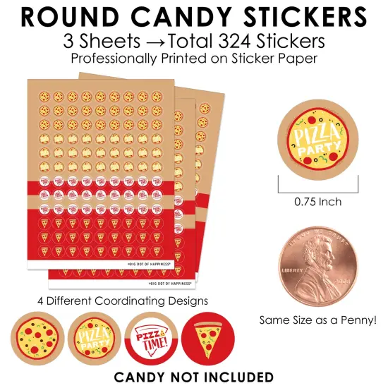 Big Dot of Happiness Pizza Party Time - Baby Shower or Birthday Party Small Round Candy Stickers - Party Favor Labels - 324 Count {4}