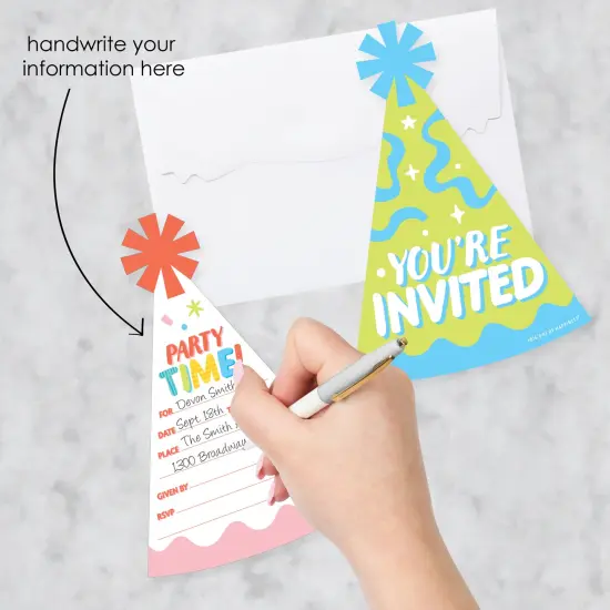 Big Dot of Happiness Party Time - Shaped Fill-In Invitations - Happy Birthday Party Invitation Cards with Envelopes - Set of 12 {3}