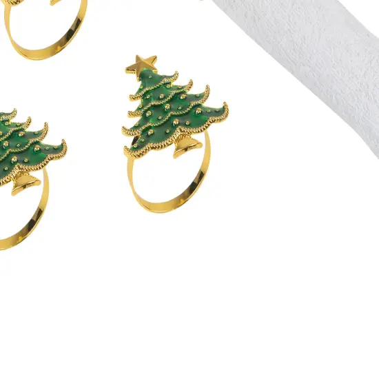 Green Christmas Tree Decorative Napkin Ring, Set of 4 {4}