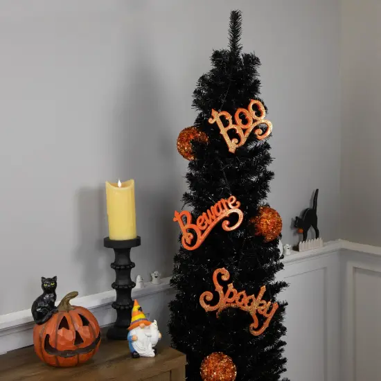 Northlight Boo, Spooky and Beware Hanging Halloween Signs - 5.75" - Set of 3 Orange {1}