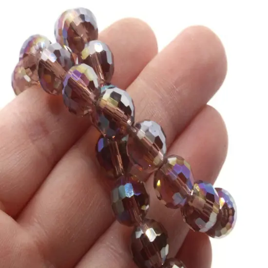36 10mm Purple Faceted Round Glass Beads with AB Finish {5}