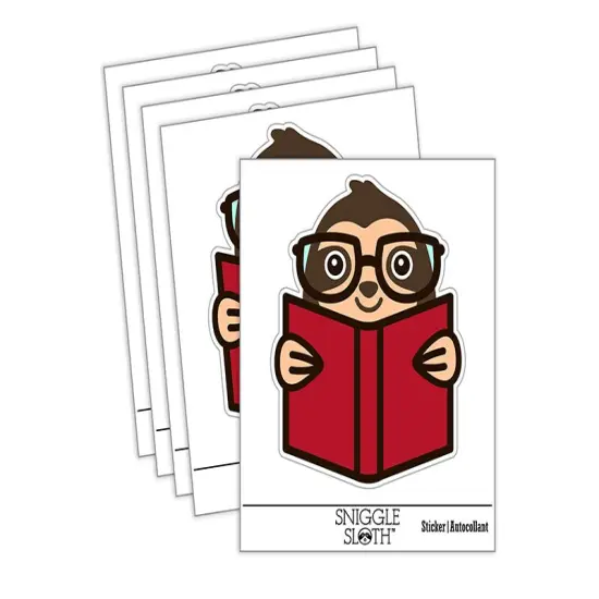 Sloth Reading Book Waterproof Vinyl Phone Tablet Laptop Water Bottle Sticker Set - 5 Pack {2}