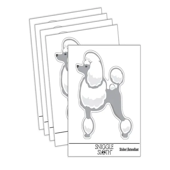 Standard Poodle Dog Solid Waterproof Vinyl Phone Tablet Laptop Water Bottle Sticker Set - 5 Pack {1}