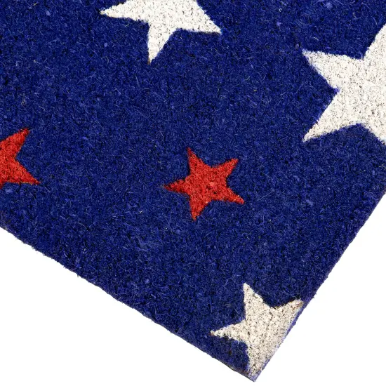 Northlight Blue Coir Red and White Stars Americana Outdoor Doormat 18" x 30" {6}