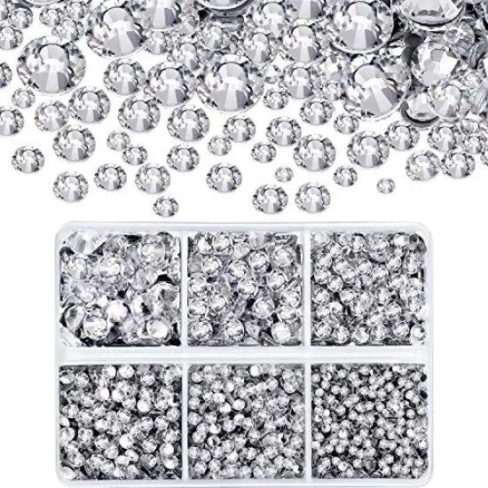 4000 Pieces Hotfix Rhinestones Crystals AB Clear Crystal Rhinestones Flatback Gems Round Crystal Rhinestones Bulk for Crafts Clothing Dance Costumes(Clear Color) {1}