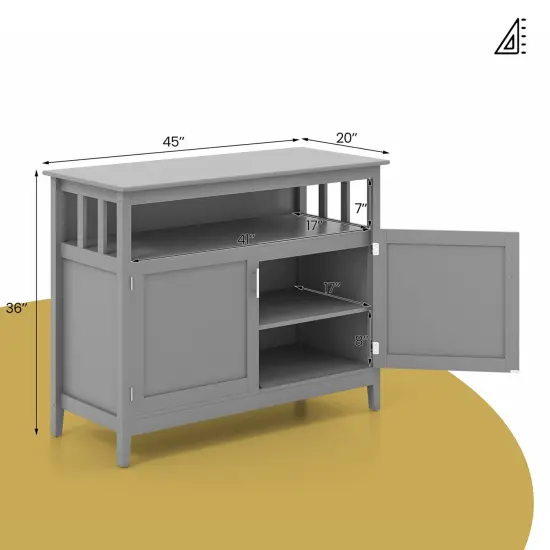 Costway Costway Kitchen Sideboard Buffet Server Cupboard Storage Cabinet with 2 Doors Grey {2}
