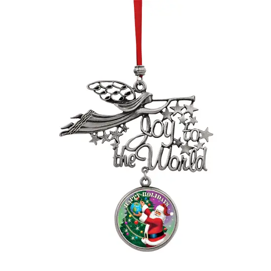 Joy to the World Santa Happy Holidays JFK Half Dollar Ornament {1}