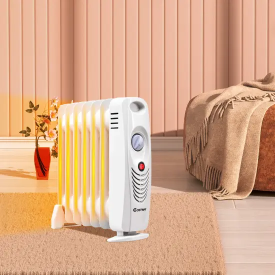 Costway 700 W Portable Mini Electric Oil Filled Radiator Heater 7-Fin Thermostat Home {2}