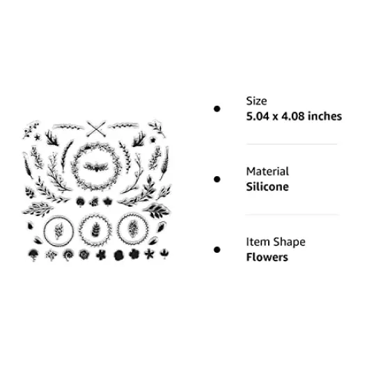 Hying Christmas Wreath Branch Clear Stamp for Christmas Card Making Scrapbooking Crafting DIY Decoration, Flower Leaves Christmas Transparent Silicone Stamp for Embossing Album Craft, Christmas Stamps {2}
