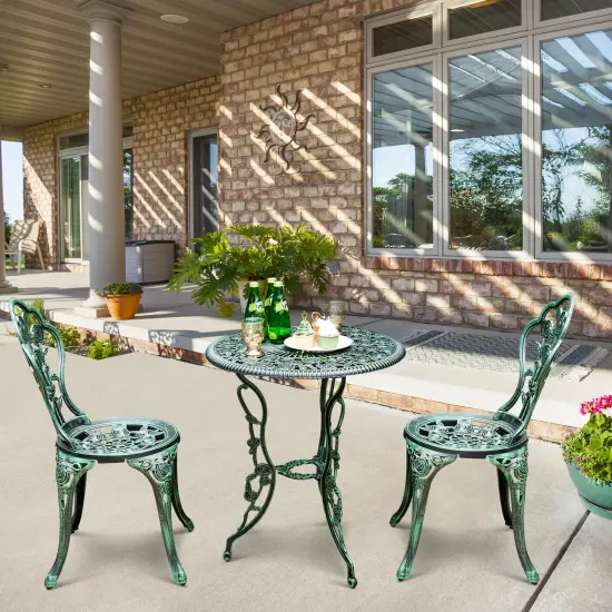 Outdoor Cast Aluminum Patio Furniture Set with Rose Design White {7}