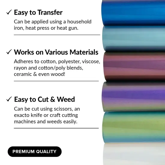 Mermaid Vinyl HTV Chameleon HTV Heat Transfer Vinyl Bundle 6 Colors HTV Vinyl Iron on Vinyl Sheets Without Roll Holographic Blue Ombre Teal Purple for Shirts and Crafts {4}